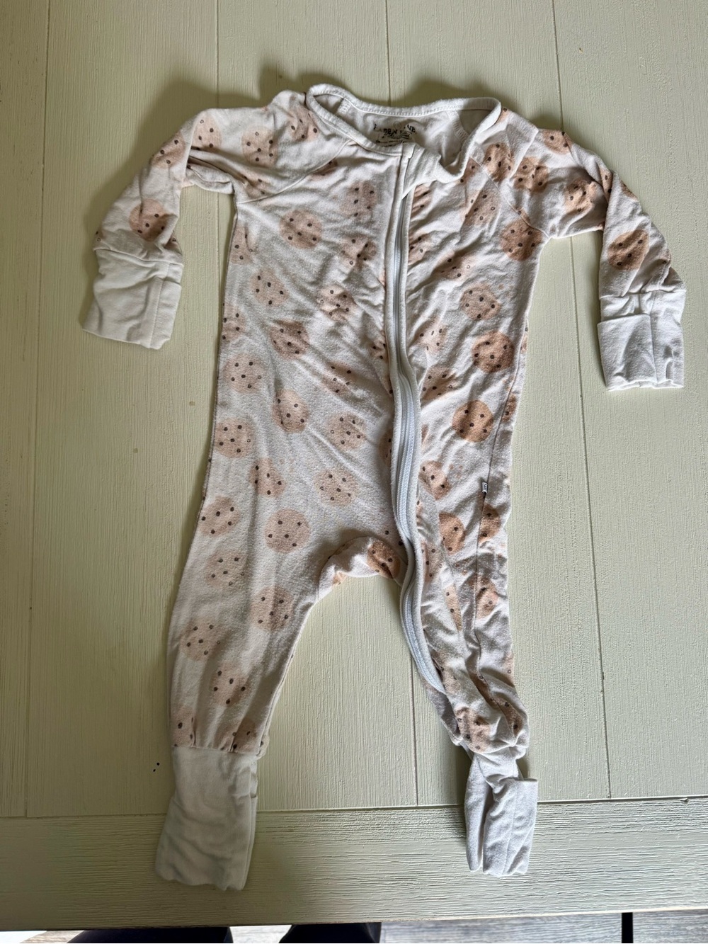 Caden Lane Cream Footed One-Piece with Tan Cookie Print